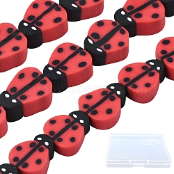 SUNNYCLUE 5 Strands Handmade Polymer Clay Beads, Ladybug, Red, 8~12x7.5~10x4~5mm, Hole: 1.5~2mm, about 38~40pcs/strand, 14.17 inch~15.35 inch(36~39cm)(CLAY-SC0001-45B)