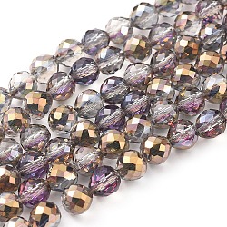 Electroplate Glass Beads Strands, Half Plated, Faceted, Strawberry, Golden Plated, 6~6.5x6mm, Hole: 1.2mm, about 78pcs/strand, 18.9 inch(48cm)(EGLA-L018-A-HP02)