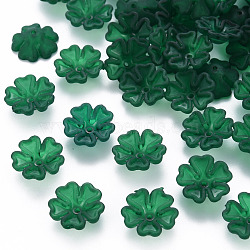 Transparent Frosted Acrylic Bead Caps, 5-Petal, Flower, Dark Green, 16.5x6mm, Hole: 1.6mm, about 959pcs/500g(MACR-S371-04A-735)
