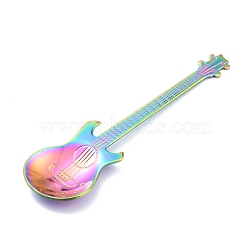 304 Stainless Steel Teaspoon, Guitar Spoon, for Stirring Mixing Sugar Dessert Coffee Spoon, Rainbow Color, 120.5x32x1.5mm(AJEW-O033-01D)