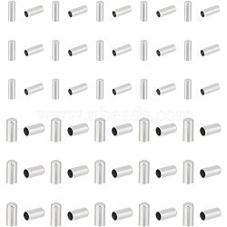 304 Stainless Steel Cord Ends, End Caps, Column, Stainless Steel Color, 7~8x2.5~3.5mm, Inner Diameter: 2~3mm, 100pcs/box(STAS-UN0011-82P)