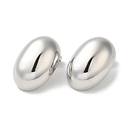 Non-Tarnish 304 Stainless Steel Stud Earrings, Oval, Stainless Steel Color, 25.5x17.5mm(EJEW-Z026-04P)