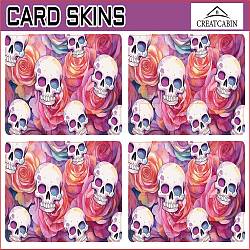 Rectangle PVC Plastic Waterproof Card Stickers, Self-adhesion Card Skin for Bank Card Decor, Skeleton, 186.3x137.3mm(DIY-WH0432-201)