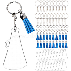 DIY Megaphone Acrylic Keychain Making Kits, with Imitation Leather Tassel, Alloy Keychain Ring, Platinum, 8~76x8~43x1~2mm(DIY-WH0387-91P)