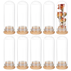Glass Dome Cover, Decorative Display Case, Cloche Bell Jar Terrarium with Bamboo Base, for DIY Preserved Flower Gift, Clear, 32x85mm(DJEW-WH0034-77C)