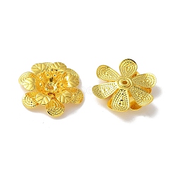 Brass Beads, Long-Lasting Plated, Rack Plating, Cadmium Free & Lead Free, Flower, Golden, 17.5x16x4.5mm, Hole: 1mm(KK-U057-03G)