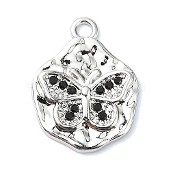 Rack Plating Alloy with Rhinestone Pendants, Butterfly, Platinum, 23x18x3mm, Hole: 2.5mm(FIND-Z051-02P-02)