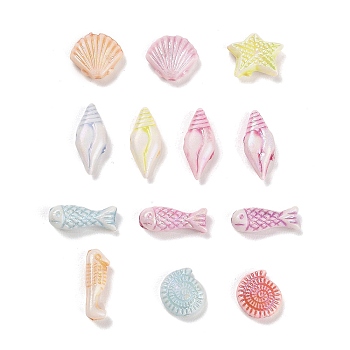 Plastics Beads, Craft Beads, Ocean Collection, Mixed Shapes, 5~12x9.5~16x4~5.5mm, Hole: 1.2~2mm, 1515pcs/500g