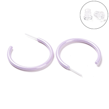 Hypoallergenic Bioceramics Zirconia Ceramic Ring Stud Earrings, Half Hoop Earrings, No Fading and Nickel Free, Lilac, 30x2.5x27mm