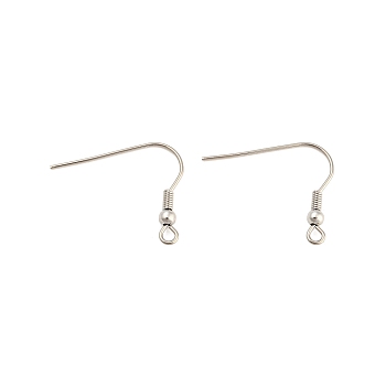 304 Stainless Steel Earring Hooks, with Horizontal Loop, Stainless Steel Color, 21x21x3mm, Hole: 2mm, 20 Gauge, Pin: 0.8mm