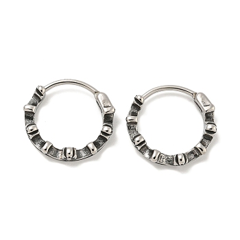 316 Surgical Stainless Steel Hoop Earrings, Ring, Antique Silver, 13.5x3mm