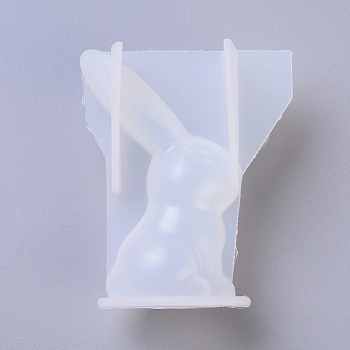 Bunny Silicone Molds, Resin Casting Molds, For UV Resin, Epoxy Resin Jewelry Making, Rabbit, White, 67x50.5x82mm