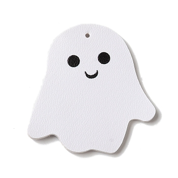 Halloween Imitation Leather Pendants, Ghost, 46x45x2mm, Hole: 1.5mm