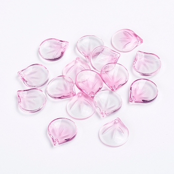 Transparent Glass Charms, Petal, Two Tone, Pale Violet Red, 15x13.5x4mm, Hole: 1.2mm