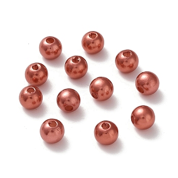 Imitation Pearl Acrylic Beads, Dyed, Round, Indian Red, 6x5.5mm, Hole: 1.5~2mm, about 4500pcs/pound