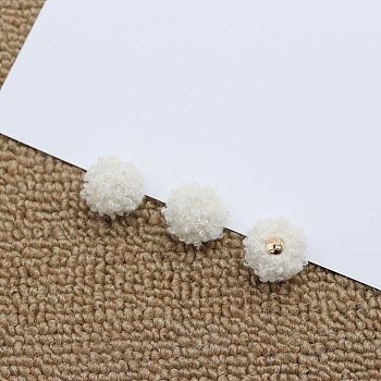 Fibre Pendants, with Golden Plated Alloy Finding, for DIY Jewelry, Earrings, Round, White, 17~17.5x14.5mm, Hole: 1.5mm