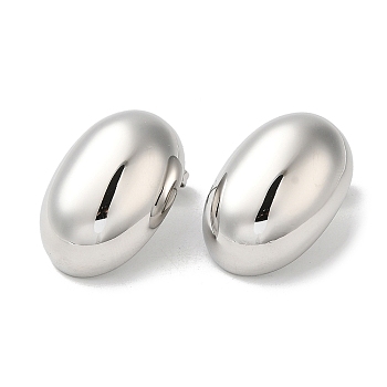 304 Stainless Steel Stud Earrings, Oval, Stainless Steel Color, 25.5x17.5mm