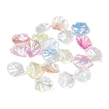 AB Color Plated Acrylic Transparent Pendants, Leaf Charm, Mixed Color, 20x17x1mm, Hole: 1.5mm