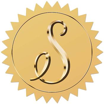 Self Adhesive Gold Foil Embossed Stickers, Medal Decoration Sticker, Letter S, 5x5cm