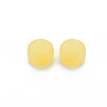 Transparent Acrylic Beads, Dyed, Flat Round, Yellow, 8.5x5.5mm, Hole: 2.5mm, about 1774pcs/500g