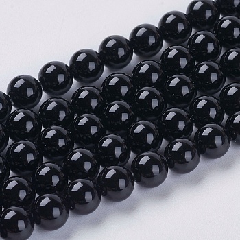 Natural Black Onyx Beads Strands, Dyed, Round, 6mm, Hole: 1mm, about 64pcs/strand, 15 inch
