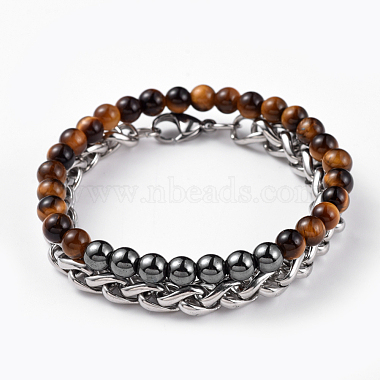 Unisex Stretch Bracelet and Chain Bracelet Jewelry Sets(BJEW-JB04780)-2