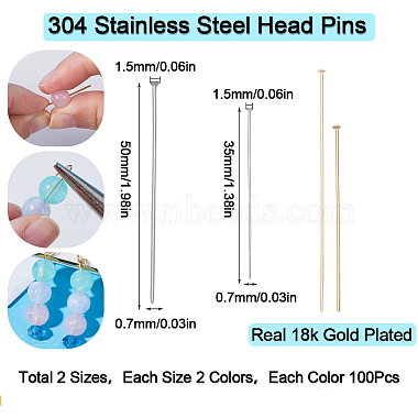 400Pcs 4 Styles 304 Stainless Steel Flat Head Pins(STAS-SC0005-78)-3