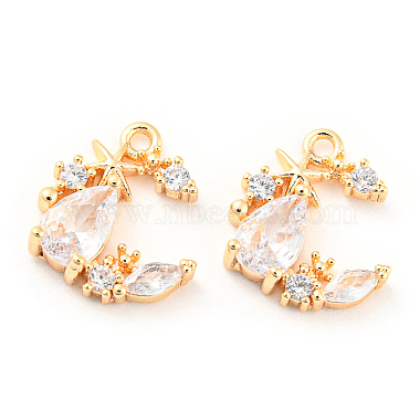 Real 18K Gold Plated Clear Teardrop Brass+Cubic Zirconia Charms