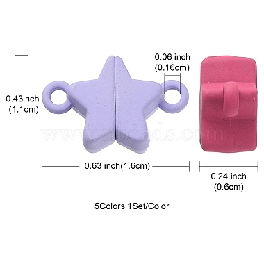 5 Sets 5 Colors Star Alloy Magnetic Clasps(PALLOY-YW0001-29)-3
