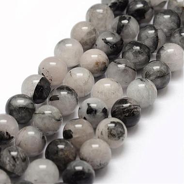 Natural Black Rutilated Quartz Bead Strands(G-P217-32-10mm)-1