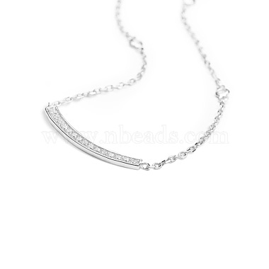 TINYSAND CZ Jewelry 925 Sterling Silver Cubic Zirconia Bar Pendant Necklaces(TS-N010-S-18)-2
