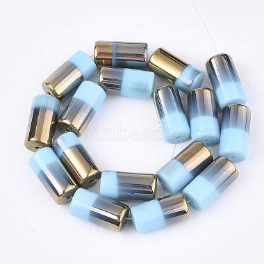 Half Electroplate Opaque Glass Beads Strands(EGLA-S177-02F)-2