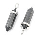 Natural Black Stone Double Terminated Pointed Pendants(G-F295-04M)-2