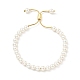 bracelet coulissant en perles de coquillage avec chaîne serpent en laiton(BJEW-B066-01B-01)-1
