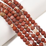 Frosted Natural Red Jasper Beads Strands, Round, Grade AB, 6~6.8mm, Hole: 0.8mm, about 62pcs/strand, 14.76~14.96 inch(37.5~38cm)(G-C270-M01-6mm)