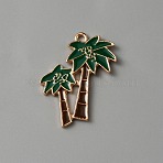 Alloy Enamel Pendants, Light Gold, Coconut Tree Charm, 26.5x21x1.5mm, Hole: 1.8mm(ENAM-WH0008-02KCG-02)