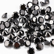 Diamond Shaped Cubic Zirconia Pointed Back Cabochons, Faceted, Black, 6mm(ZIRC-R004-6mm-02)