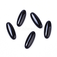 Natural Black Agate Cabochons, Oval, Dyed & Heated, 22x8x4mm(G-L510-15A-01)