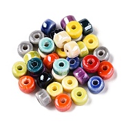 Handmade Porcelain Beads, Bright Glazed Porcelain, Column, Mixed Color, 6.5x4.5mm, Hole: 1.6mm(PORC-N007-22-A)