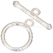 2 Sets 925 Sterling Silver Toggle Clasps, Ring: 14x11.5mm, Bar: 17x5mm, Hole: 1.5mm(STER-BBC0005-45S)