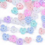 Resin Imitation Pearl Bead Caps, 3-Petal, Flower, Mixed Color, 6x6x3mm, Hole: 1mm(X-RESI-N036-01A)