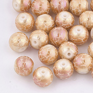 Electroplate Glass Beads, Round with Pattern, Sandy Brown, 8~8.5mm, Hole: 1.5mm(EGLA-S178-05H)