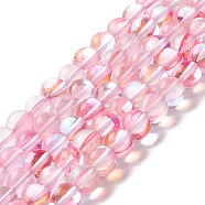 Synthetic Moonstone Beads Strands, Round, Pearl Pink, 8mm, Hole: 1mm, about 48pcs/strand, 14.57''~15.35''(37~39cm)(G-E573-02B-26)