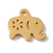 PVD Vacuum Plating 304 Stainless Steel Charms, Laser Cut, Elephant Charms, Golden, 7.5x8.5x1mm, Hole: 1.2mm(STAS-L081-013G)