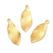 Ion Plating(IP) 304 Stainless Steel Pendants, Leaf Charm, Golden, 18.5x6.5x0.7mm, Hole: 1mm(STAS-G227-09G)