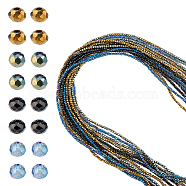 12 Strands 4 Colors Electroplate Glass Beads Strands, Full Plated, Faceted, Rondelle, Mixed Color, 2x1.5mm, Hole: 0.6mm, about 220Pcs/Strand, 14.57~14.76 inch(37~37.5cm), 3 Strands/color(EGLA-HY0001-04)