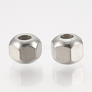 Eco-Friendly 201 Stainless Steel Beads, Faceted, Rondelle, Stainless Steel Color, 3.5x4x4mm, Hole: 1.5mm(STAS-S104-02)
