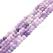 Natural Lilac Jade Beads Strands, Faceted, Round, 5mm, Hole: 0.8mm, about 76pcs/strand, 15.16''~15.55''(38.5~39.5cm)(G-P457-A04-01)