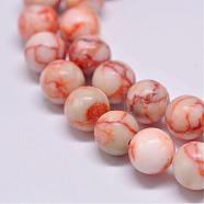 Natural Red Netstone Beads Strands, Round, Orange, 10mm, Hole: 1mm, about 38pcs/strand, 15.1 inch(G-F352-10mm)