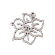 Non-Tarnish 304 Stainless Steel Pendants, Laser Cut, Hollow Birth Flower Charm, Stainless Steel Color, March Daffodil, 12.5x13.5x1mm, Hole: 1.2mm(STAS-S139-06P-10)